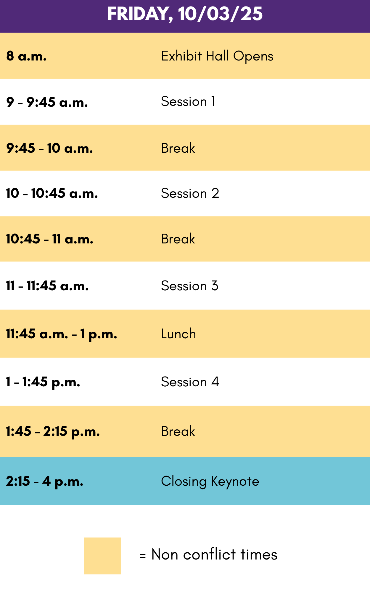 Friday Vendor Schedule